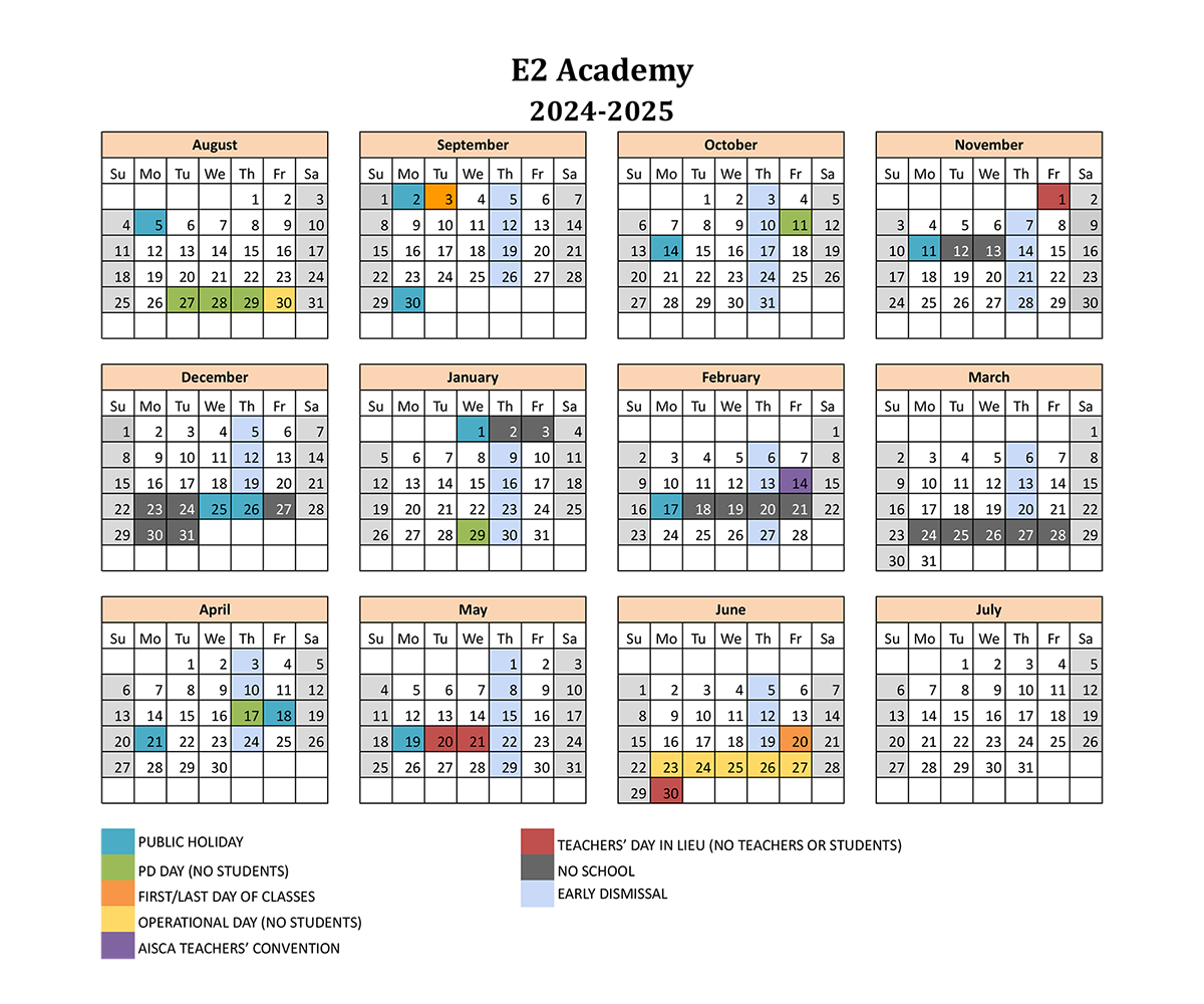 Calendar E2 Academy